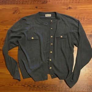 Charcoal Button-Up Cardigan